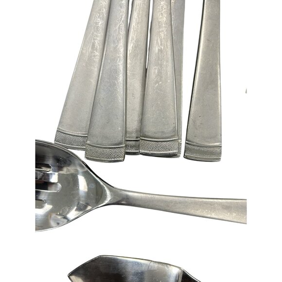 42 PC CAMBRIDGE 11/20 STAINLESS FLATWARE Gratitude PATTERN BRUSHED BEADED GLOSSY - Picture 8 of 9